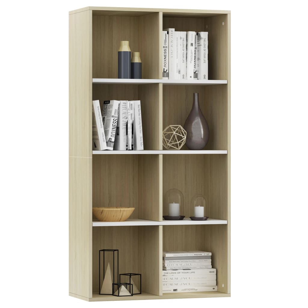 Book Cabinet/TV Cabinet White and Sonoma Oak 36x30x114 cm Engineered Wood